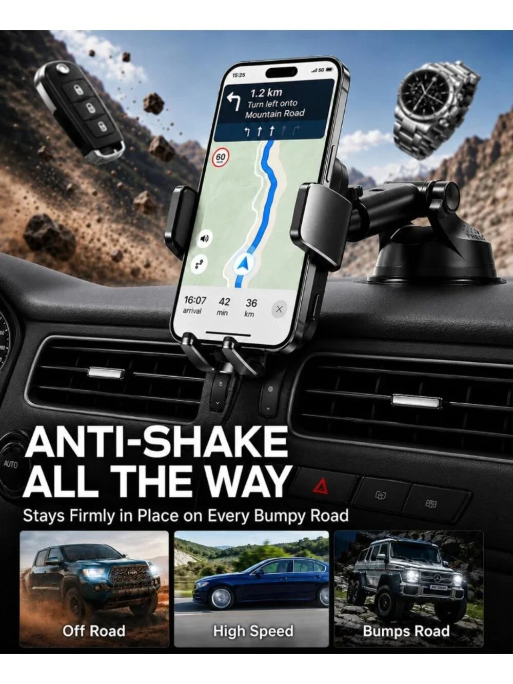 2026 Wireless Car Charger Mount - 15W Fast Charging, Auto-Clamping, Strong